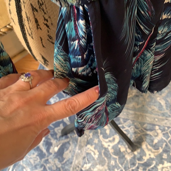 Fall feather print long sleeve blue romper S 4 6 - Picture 4 of 8